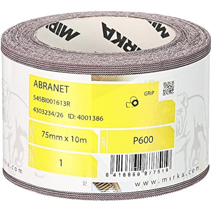 Mirka Abranet abrasive roll with net 75 mm x 10 m Grip/Grit P600 / 1 roll/for sanding wood, filler, varnish, plastic / 545BI001613R