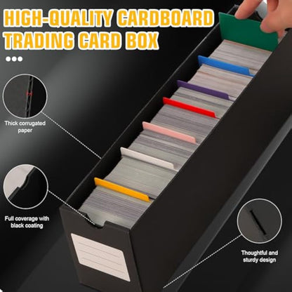 QLOUNI 12000+ Trading Card Storage Box,Card Storage Box with 48 Card Dividers, Labels and Tape,Trading Card Organizer for Collecting TCG,MTG, PTCG, Baseball Cards