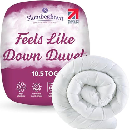 Slumberdown Feels Like Down King Size Duvet 10.5 Tog - Ultra Soft All-Year Round King Quilt for Spring, Summer, Autumn & Winter - UK Made, Non-Allergenic & Machine Washable (225 x 220cm)