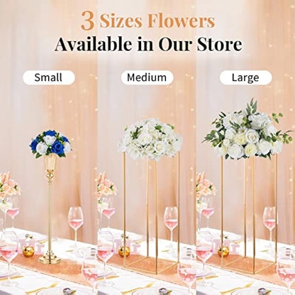 NUPTIO Artificial Flower Ball Centrepieces: 2 Pcs Royal Blue & White Fake Flowers Roses Balls 24cm Diameter for Centerpiece Faux Silk Rose Arrangements for Wedding Reception Party Table Decorations