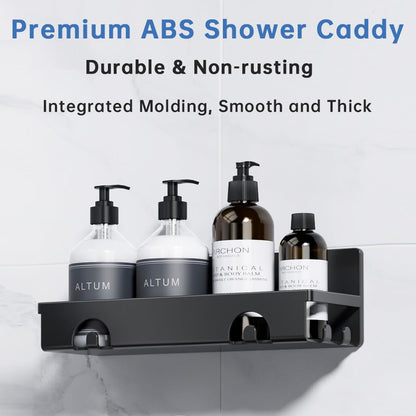 CHARYJOD Shower Caddy 4 Pack, Adhesive Bathroom Shower Shelf No Drill, Bathroom Shower Storage Rack with Hooks, Soap Razor Toothbrush Holder
