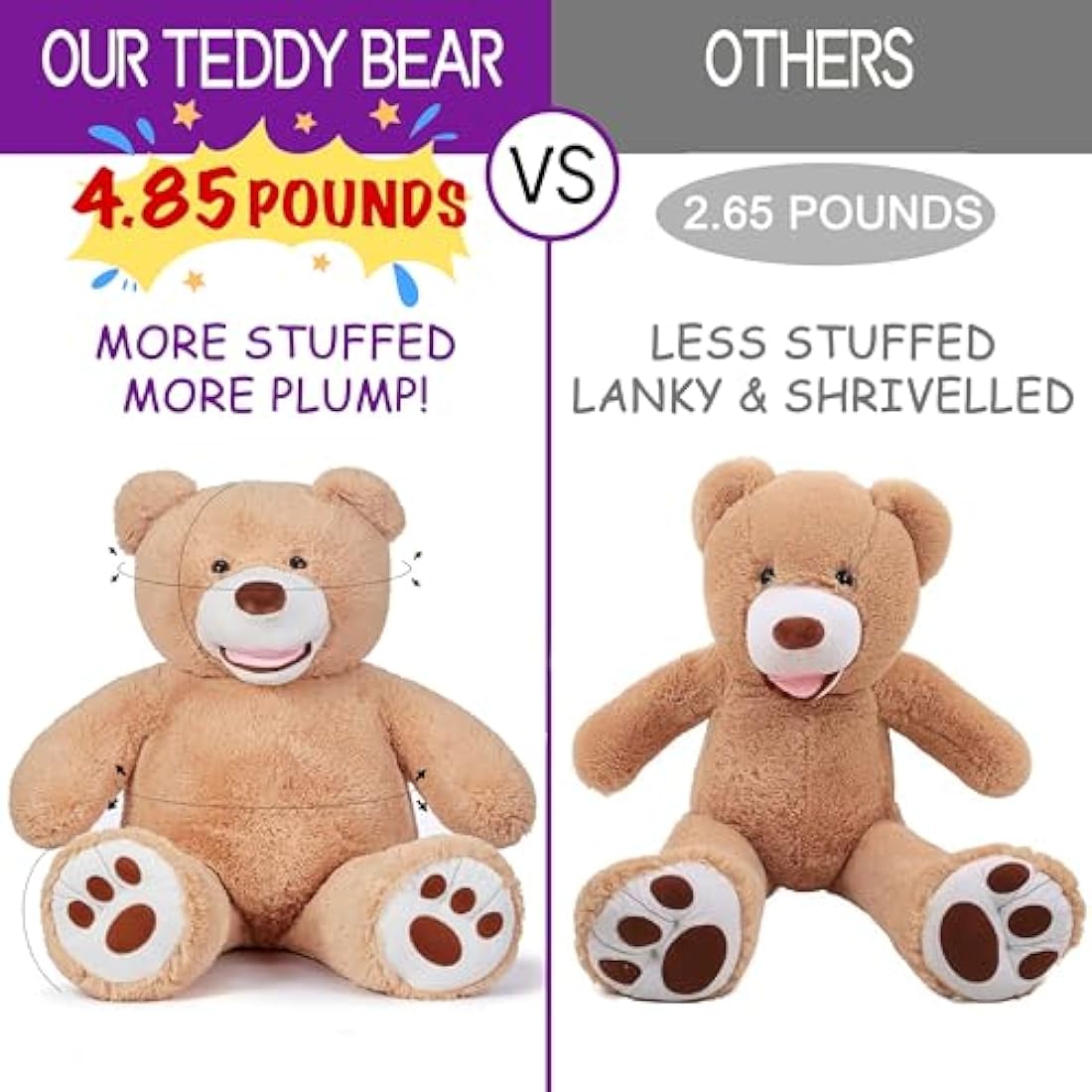 IKASA Giant Teddy Bear Plush Toy Stuffed Animals (Brown, 100cm)