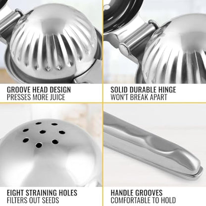 Lemon Squeezer Stainless Steel with Premium Quality Heavy Duty Solid Metal Squeezer Bowl - Large Manual Citrus Press Juicer and Lime Squeezer Stainless Steel - by Zulay Kitchen