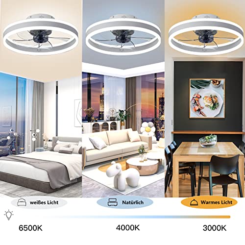 Wildcat Ceiling Fans with Lights, Quiet Modern LED with Remote Control Timer Fan Ceiling Light Fan Light for Living Room Bedroom Dining Room (Colour:
