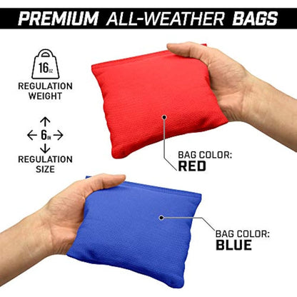GoSports Rustic Red & Blue Design Cornhole Game Set, Regulation Size
