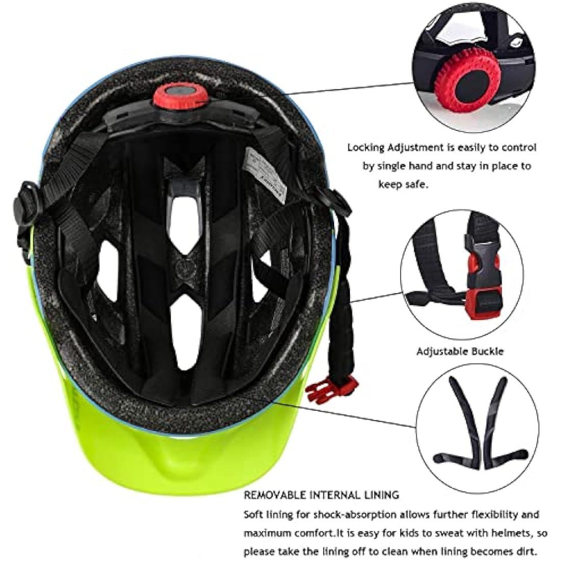 Kids Helmet, Exclusky Kids Bike Helmet Child Boys Girls Bike Helmet Age 5-13 Adjustable Bicycle Scooter Skating Cycle Helmet 50-57cm