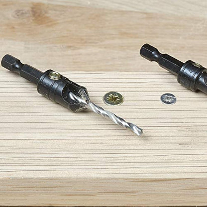 Trend Snappy 5-Piece Countersink & Drill Set for No4-No12 Gauge Screws, Quick Release, Pilot Holes & Countersinks in One Go, SNAP/CS/SET