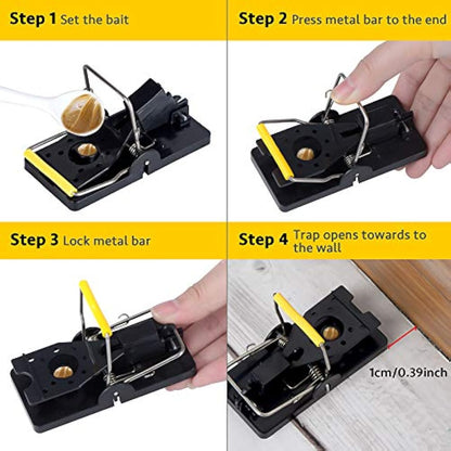 Trisiki Mouse Trap, 4 Pack Heavy Duty Reusable Snap Traps that Kill Instantly, High Sensitive Mice Catcher UK, Safe and Effective Rodent Trap for Indoors and Outdoors, Easy Set-up & Clean