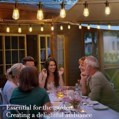 Festoon Lights Outdoor 40M Mains IP65 with 43 LED 2700K Bulbs Outdoor Lights for Indoor Outside Patio Pergola Decor, 3.5M Extension Cable Built-in