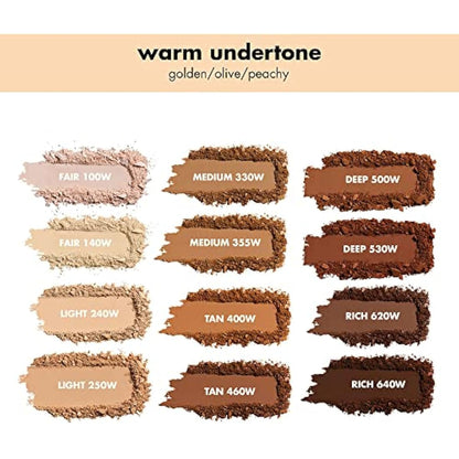 e.l.f. Camo Powder Foundation, Lightweight, Primer-Infused Buildable & Long-Lasting Medium-to-Full Coverage Foundation, Tan 460 W