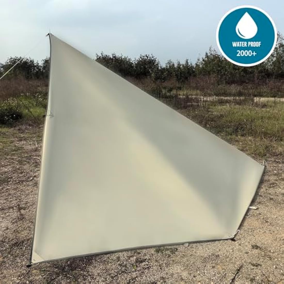 HIDEWALKER Camping Tarp Shelter 3x3m 3x4m 3x5m Lightweight Tent Tarpaulin Waterproof Tent Awning Canopy Basha Sunshade for Hiking Backpacking (Khaki, 4x4m)