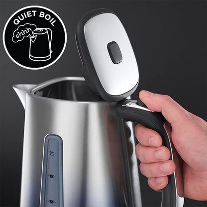 Russell Hobbs Eclipse Stainless Steel & Midnight Blue Ombre 1.7L Electric Cordless Kettle (Quiet & Fast Boil 3KW, Removable washable anti-scale