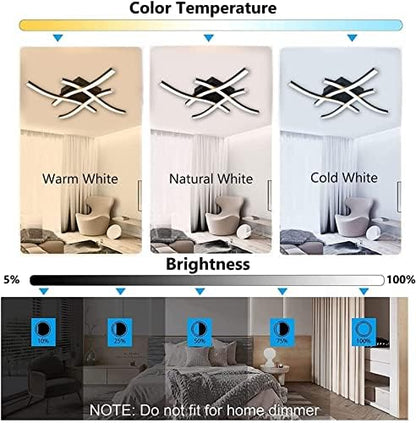Beleben Dimmable LED Ceiling Light Elegant Curved Design Lights 4 Built-in Boards 24W Lamp Color Temprature and Brightness Adjustable Remote Control Suitable for Bedroom Kitchen, Boards-black