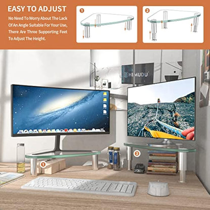 Hemudu 2 Pack Computer Monitor Stand Riser/Triangle Save Space Desktop Corner Stand for Computer, Laptop,HD01T-203P