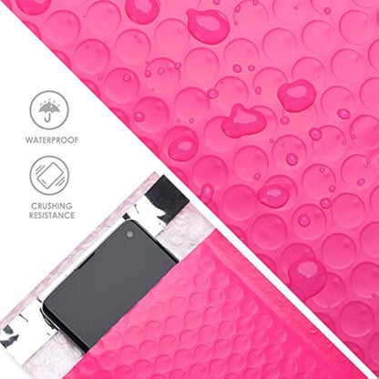 Switory 50pcs 10.2x17.7cm Poly Bubble Mailers, 4X7 Inch Padded Envelopes Bulk #000, Bubble Lined Wrap Polymailer Bags for Shipping Packaging Mailing Self Seal -Pink