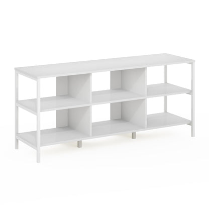 Furinno Camnus Modern Living TV Stand for TVs up to 60 Inch, Solid White/White