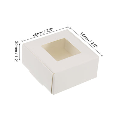 PATIKIL 2.5"x2.5"x1" Paper Soap Box with Window, 30 Pack Homemade Soap Boxes Square Presents Packaging Boxes for Birthday Christmas DIY Craft, White