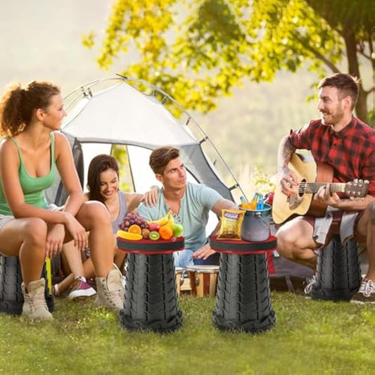 Portable Folding Stool for Camping Outdoor - Max Load Capacity 396 LBs - LUXJET Small Folding Chair for Hiking, Fishing, Travel (Red)