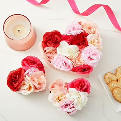 Juvale 60 Pack Silk Artificial Flower Heads for Bridal Shower Decorations, Fake Carnations for Wedding, Arts and Crafts (7 cm, 6 Colours)