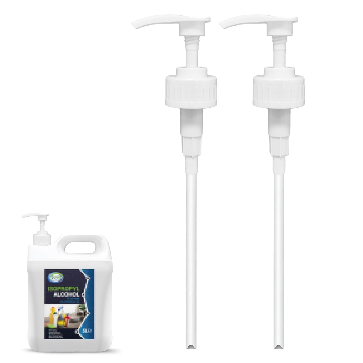 2 Pcs 5L Bottle Pump Dispenser for Isopropyl Alcohol Pump for 5ltr Container Cleaning With Tube 4ml Dose Ideal for Shampoo, Alcohol, Oils, Perfumes