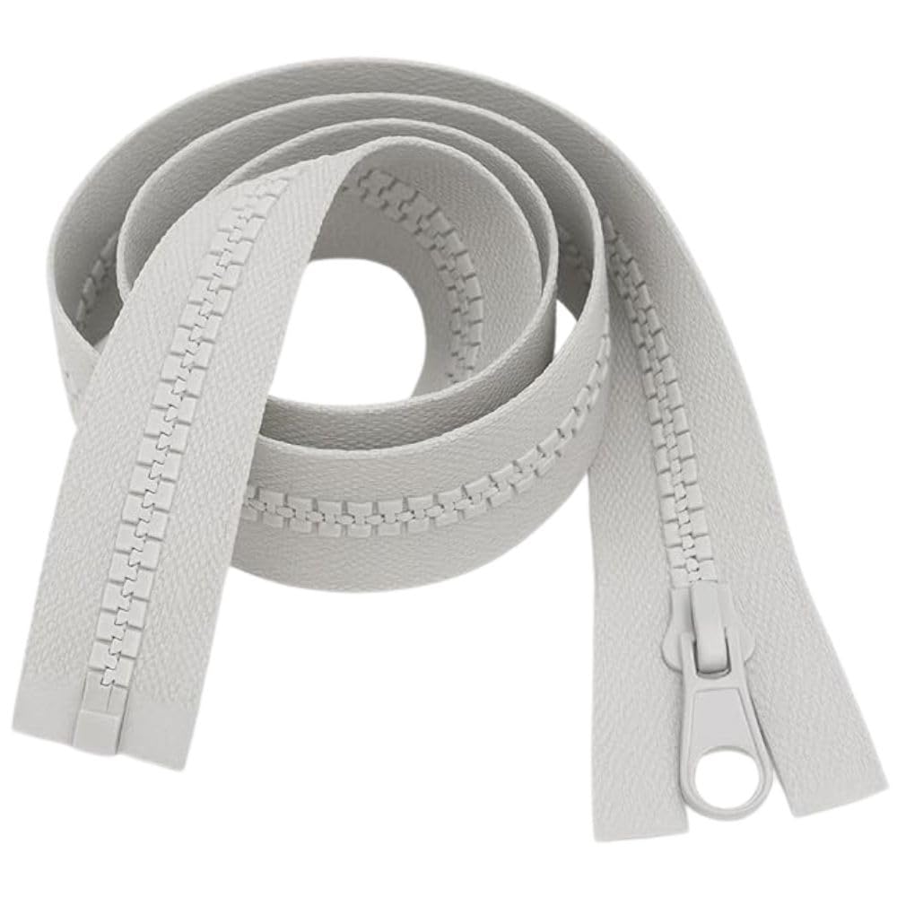 16" (41cm) Light Grey Chunky Zip - Heavy-Duty Open-Ended Separating