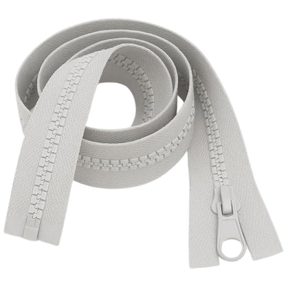 38" (96.5cm) Light Grey Chunky Zip - Heavy-Duty Open-Ended Separating