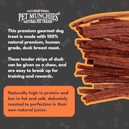 Pet Munchies Duck Strips Dog Treats, Value Pack Dog Chews with Natural Real Meat, Grain Free, Low in Fat and High in Protein 320g