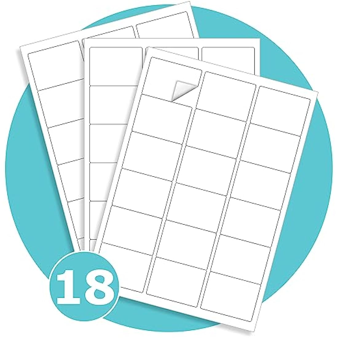 Triplast 100 x Multipurpose A4 Label Sheets - 18 Labels Per Sheet (64 x 47mm Each) - Easy Peel White Labels for Inkjet & Laser Printer - Address Labels, Shipping Labels, File Labels, DIY Stickers