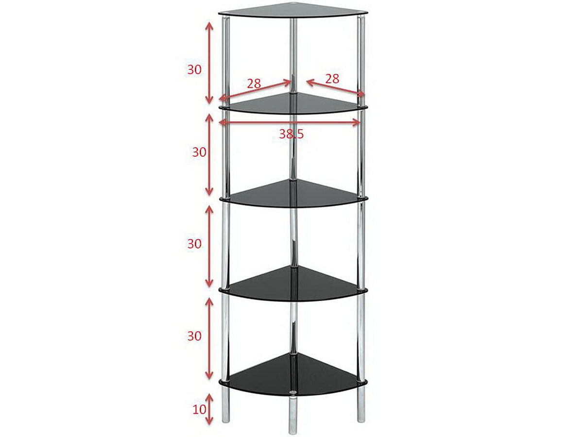 ASPECT Polo 5 Tier Corner Display Glass Unit-Black, Chrome, S