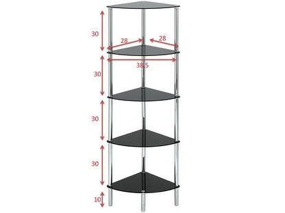 ASPECT Polo 5 Tier Corner Display Glass Unit-Black, Chrome, S