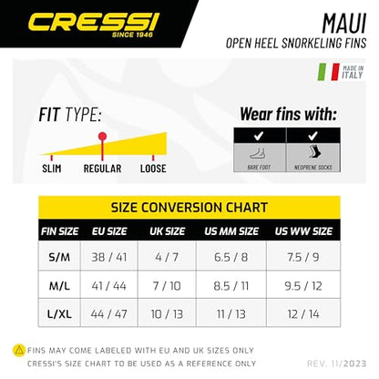 Cressi Unisex Maui Fins, Black Blue, M L UK