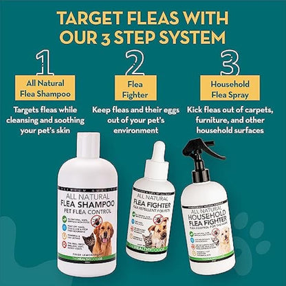 The Healthy Dog and Cat Co. – All Natural Flea Shampoo for Dogs & Cats – Gentle Wash with Quassia & Lemongrass – Safe, Vegan Formula for Itchy Skin – Dog & Cat Shampoo – Made in UK