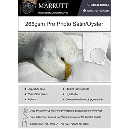 Marrutt 265gsm Pro Photo Satin/Oyster Inkjet Paper: A3-25 Sheets