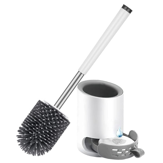 Braoses Improved Design: Silicone Toilet Brush With Holder, Wall Mounting and Standing Set, Stainless Steel, Quick Drying for Bathroom, Guest Toilet