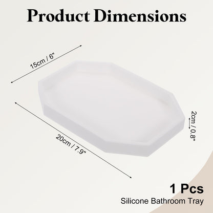 sourcing map Bathroom Vanity Tray, 7.9" x 6" Octagon Silicone Soap Dispenser Trays, Shatterproof Kitchen Sink Organizer for Soaps Keys Candle Trinket