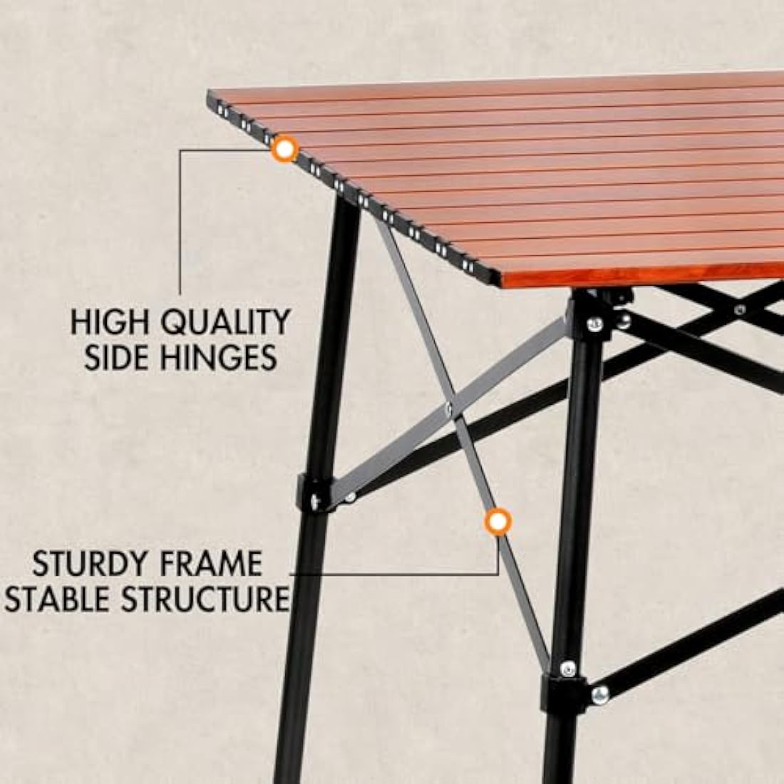 Portal Aluminium Folding Camping Table 70x70cm Square Roll Up Top 4 Person Compact Garden Table with Carry Bag for Picnic Camp Backyard BBQ