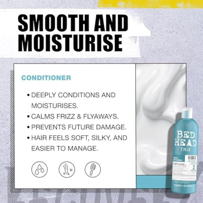 Bed Head by TIGI | Recovery Shampoo and Conditioner Set | Professional Moisturising Hair Repair Treatment | Ideal For Dry And Damaged Hair | 750 ml ( Pack of 2)