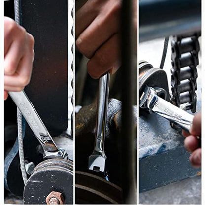 Qnkaa Flexible Ratchet Wrench Set 8pcs 9-17mm Spanner Gear Ring Ratcheting Combination Flexi Wrenches Kit Metric Flex Head