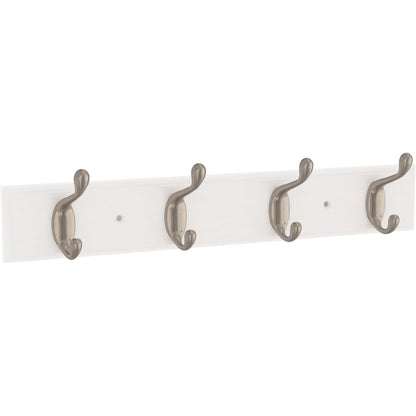 Franklin Brass Casual Curve Wall Mounted Pure White 16 in. Coat Rack, 4 Nickel Hooks, B46717K-PMN-C