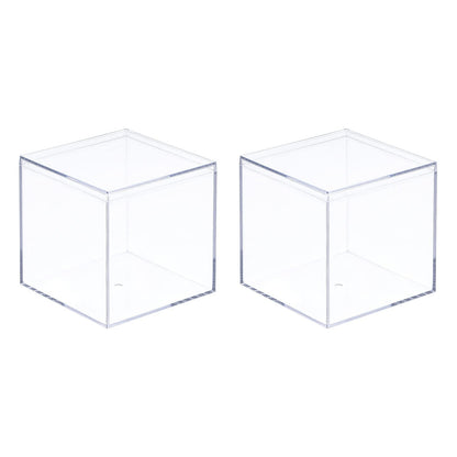 TA-VIGOR Acrylic Display Boxes 2Pcs 5.1 x 5.1 x 5.1cm with Lids