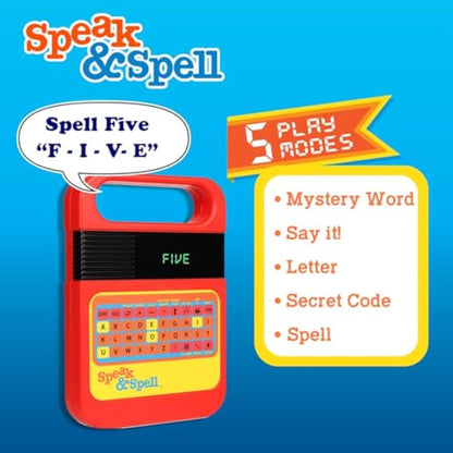 Retro | Speak & Spell Electronic Game | Classic Retro Interactive Toy, Educational Learning System For Boys & Girls Ages 7+ | Basic Fun 09624