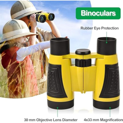 Outdoor Explorer Kit Gifts Toys,Kids Binoculars Set,Outdoor Exploration Set,Best for 8+ Year Old Boy and Girl,Kids Adventure Kit,Children Outdoor Educational Kit(22 PCS)