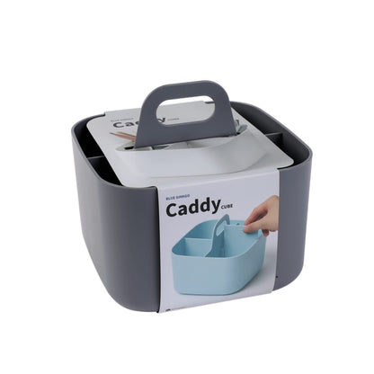 BLUE GINKGO Stackable Organizer Caddy – Korean-Made Portable Tote for Bathroom, Office, Crafts, or School Supplies (Square, Grey)