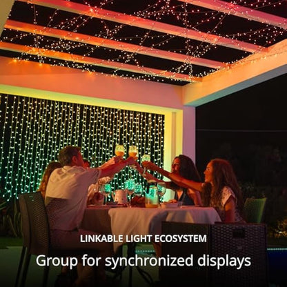 Twinkly Strings 100 LED RGB, LED Light String for in- and Outdoor, Christmas Lights, Smart LED Lights, Mappable LEDs, Compatible with Alexa and Google Home, IP44, Controlled by App, Black Wire, 8m