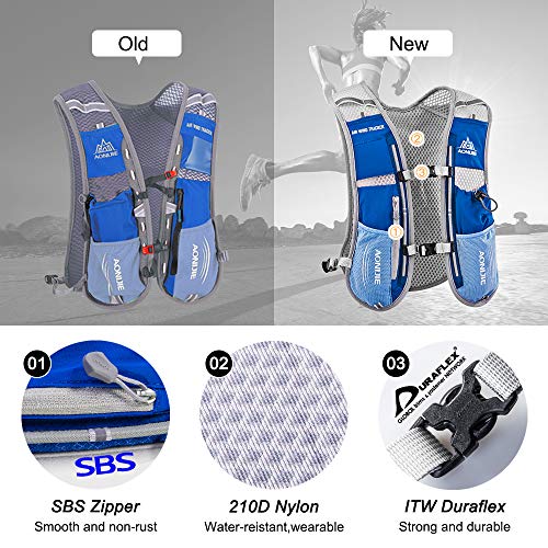 HINATAA Lightweight Running Hydration Backpack, 5L 190g Running Hydration Vest for Women and Men Cycling Running Climbing Hiking Vest Pack (Blue with