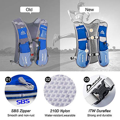HINATAA Lightweight Running Hydration Backpack, 5L 190g Running Hydration Vest for Women and Men Cycling Running Climbing Hiking Vest Pack (Blue with
