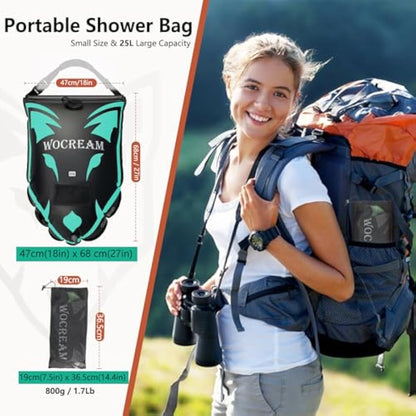CyConncet Camping Shower Outdoor, 6.6 Gallons/25L Camping Shower Bag, TPU Shower Bag, Large Water Flow, Handheld Shower, Solar Shower, Portable Shower for Camping, Beach, Backpacking