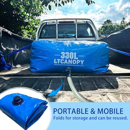 LTCANOPY 100 Gallon Foldable Water Bladder Tanks - Collapsible Soft Drought-Resistant Fire-Fighting Agricultural Water Tank 330L