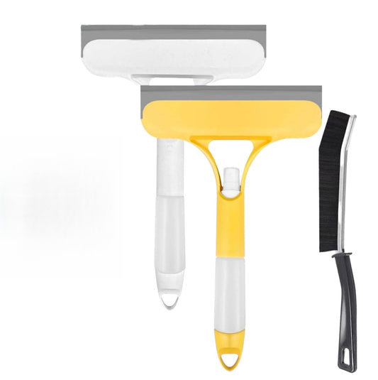 3-in-1 window and shower squeegee with spray bottle, sponge, and scraper, suitable for shower doors, car windows, rearview mirrors, streak-free