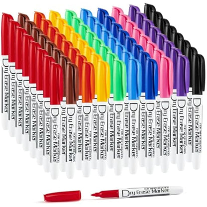 Volcanics Whiteboard Pens Dry Erase Markers Dry Wipe Pen 80 Pack Assorted Colours For Home School and Office